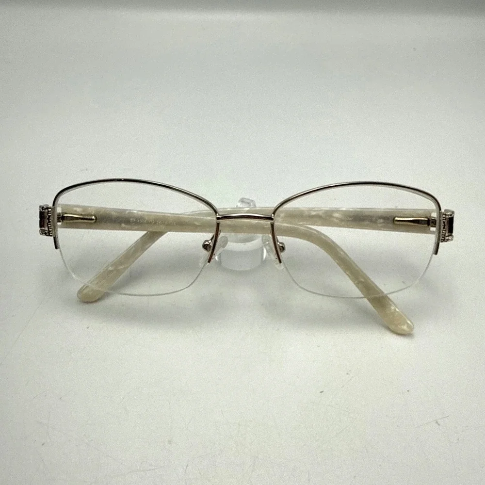 Splendor SP 4006 YG Eyeglasses Gold White Pearl Semi-Rimless Frames 54-18-135